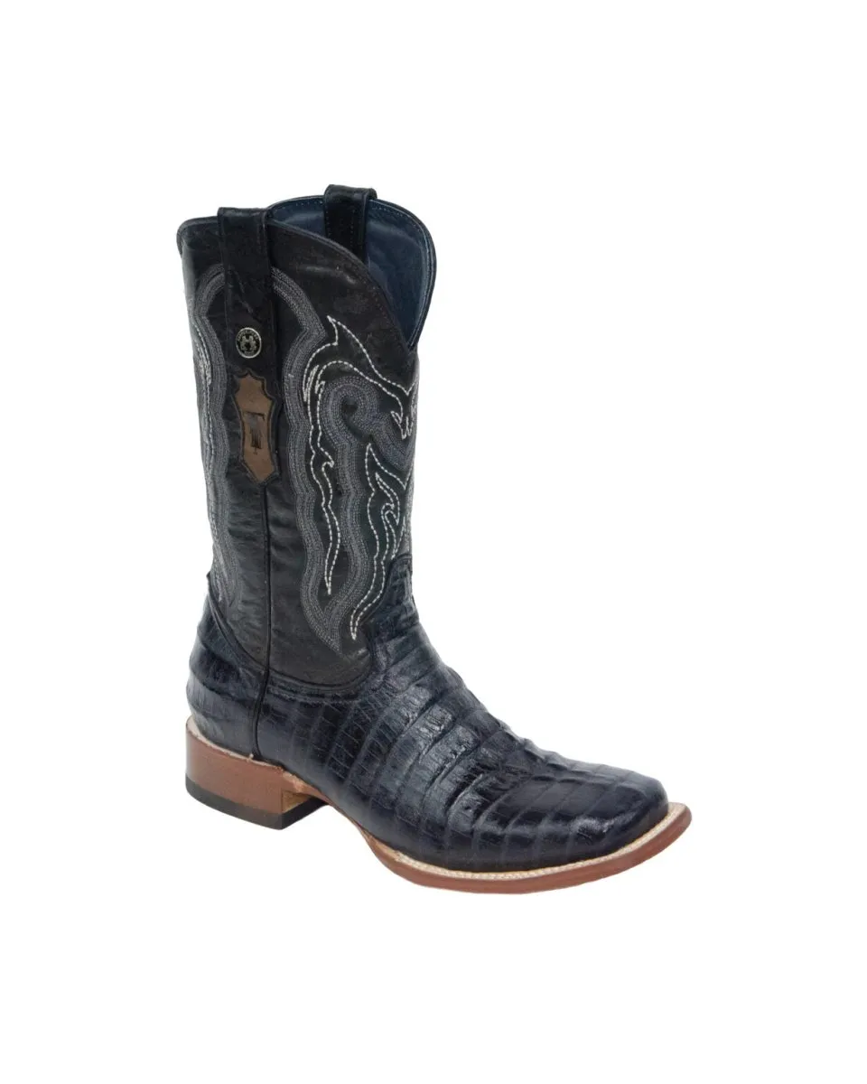 TANNER MARK MEN'S Caiman Tail Black Print Western Boots