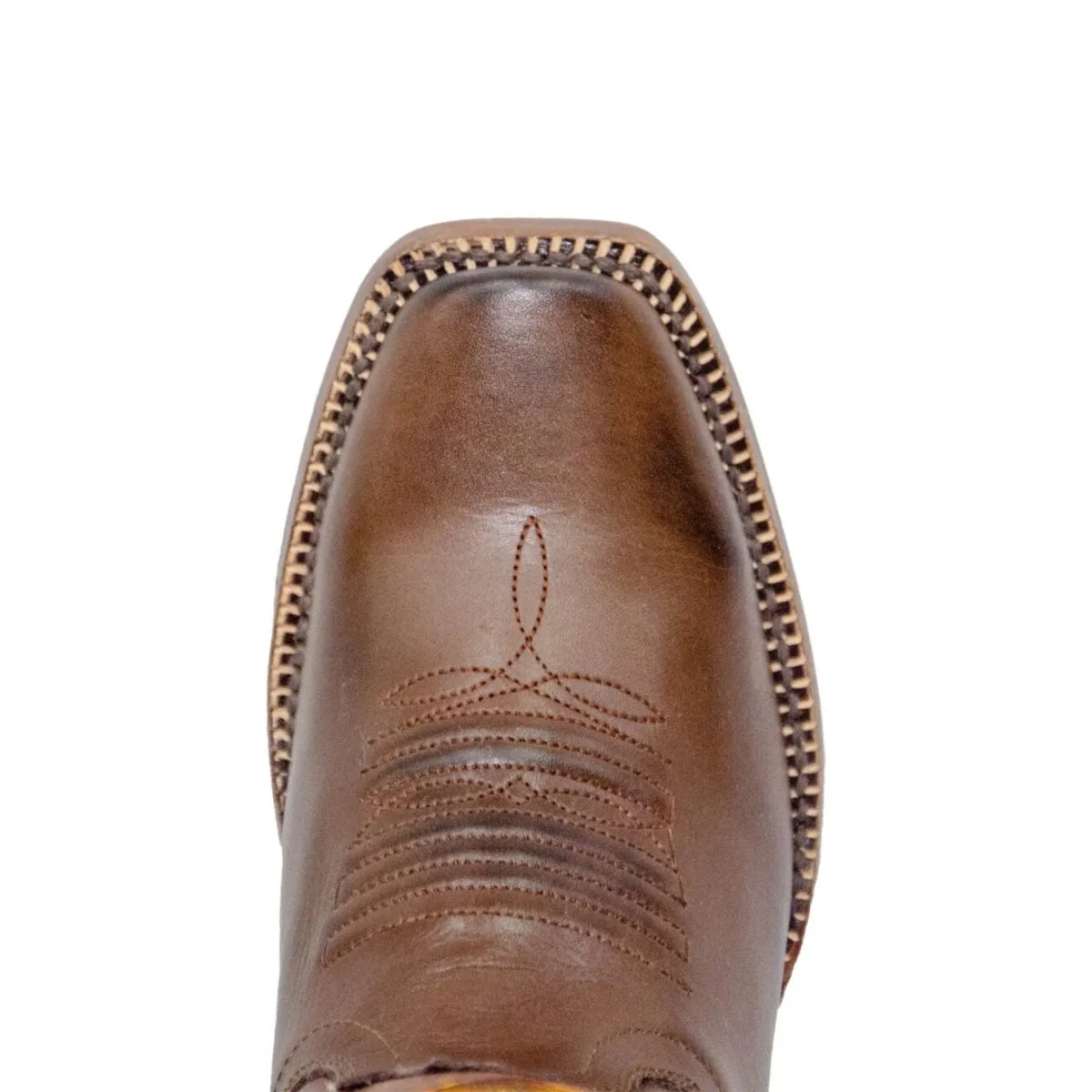 TANNER MARK WOMEN’S Cedar Park Vintage Brown Cowgirl Boots Whit Sunflower Embroidery Top
