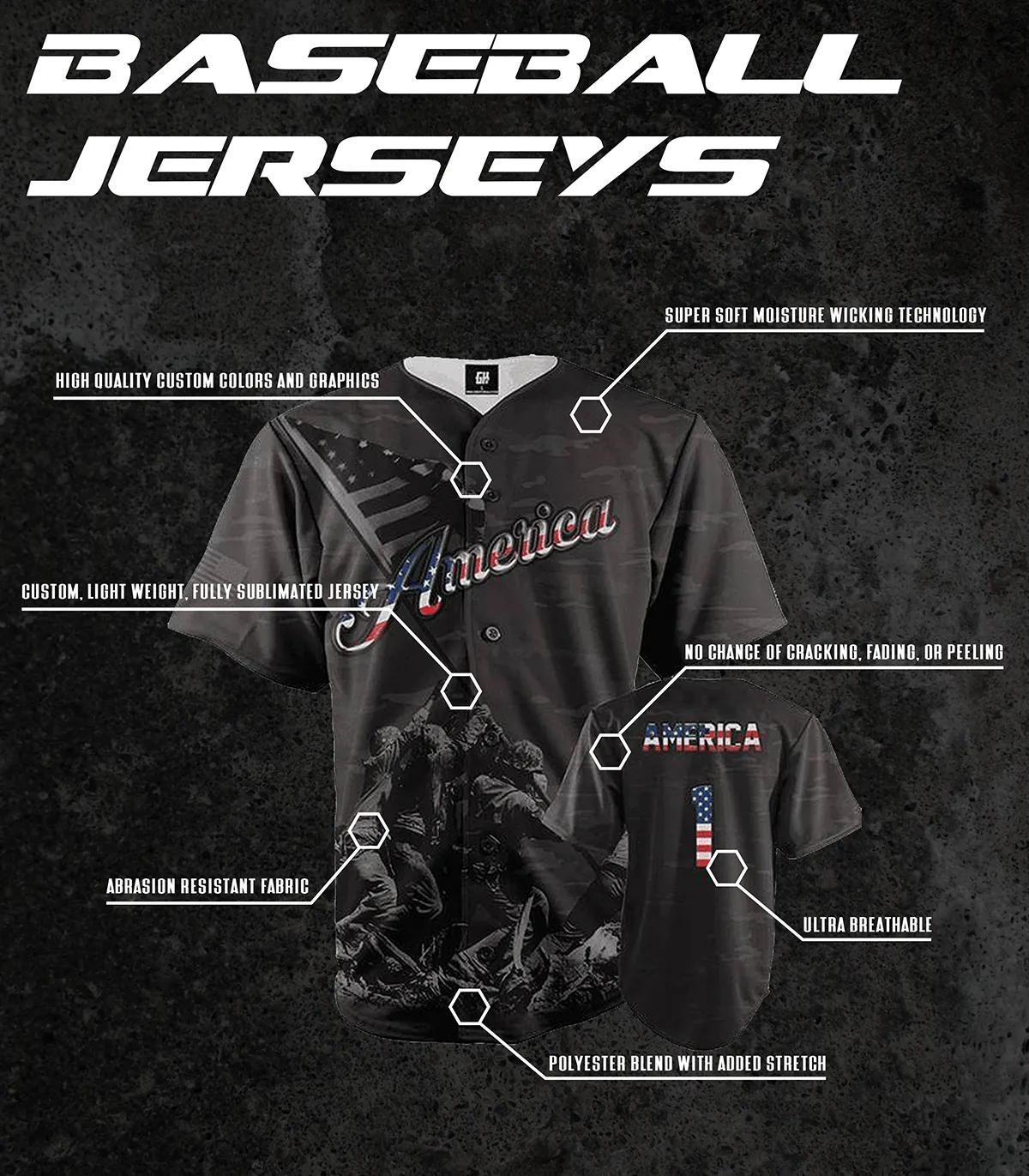 Team America 2/A  Baseball Jersey