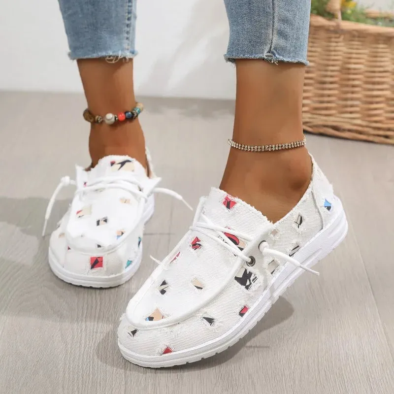 Victoria's Frayed Denim Loafers