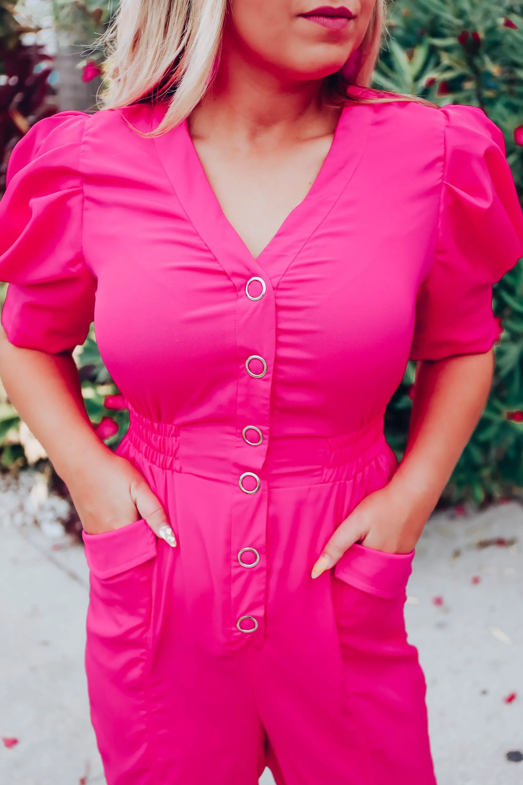 Walk The Walk Cinch Waist Jumpsuit - Pink