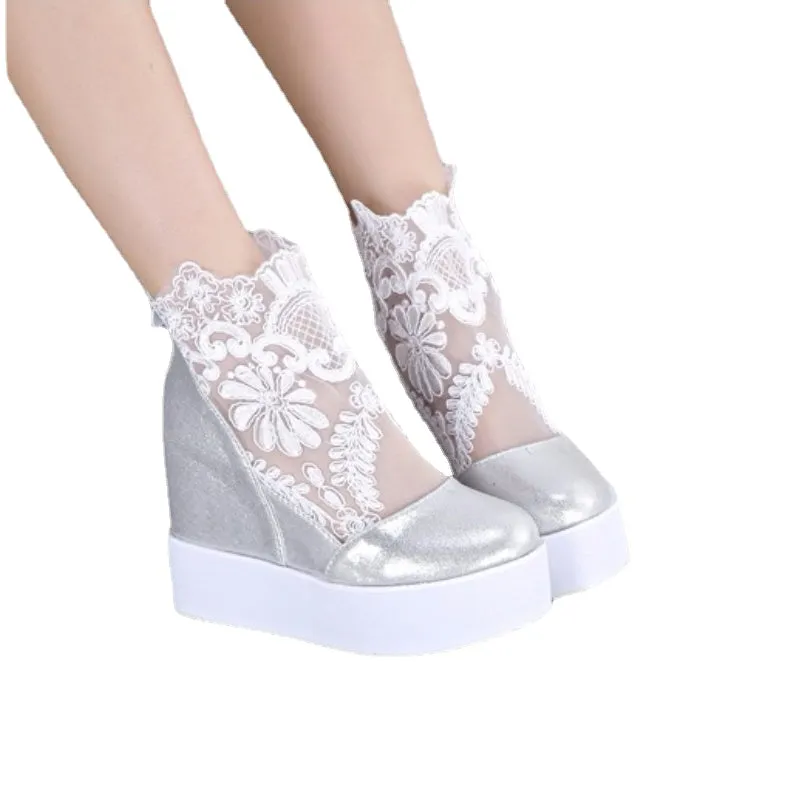 Wedge Heels Platform Pumps Sandals High Heel Shoes Platform, Lace 3 Colors