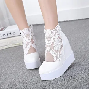 Wedge Heels Platform Pumps Sandals High Heel Shoes Platform, Lace 3 Colors