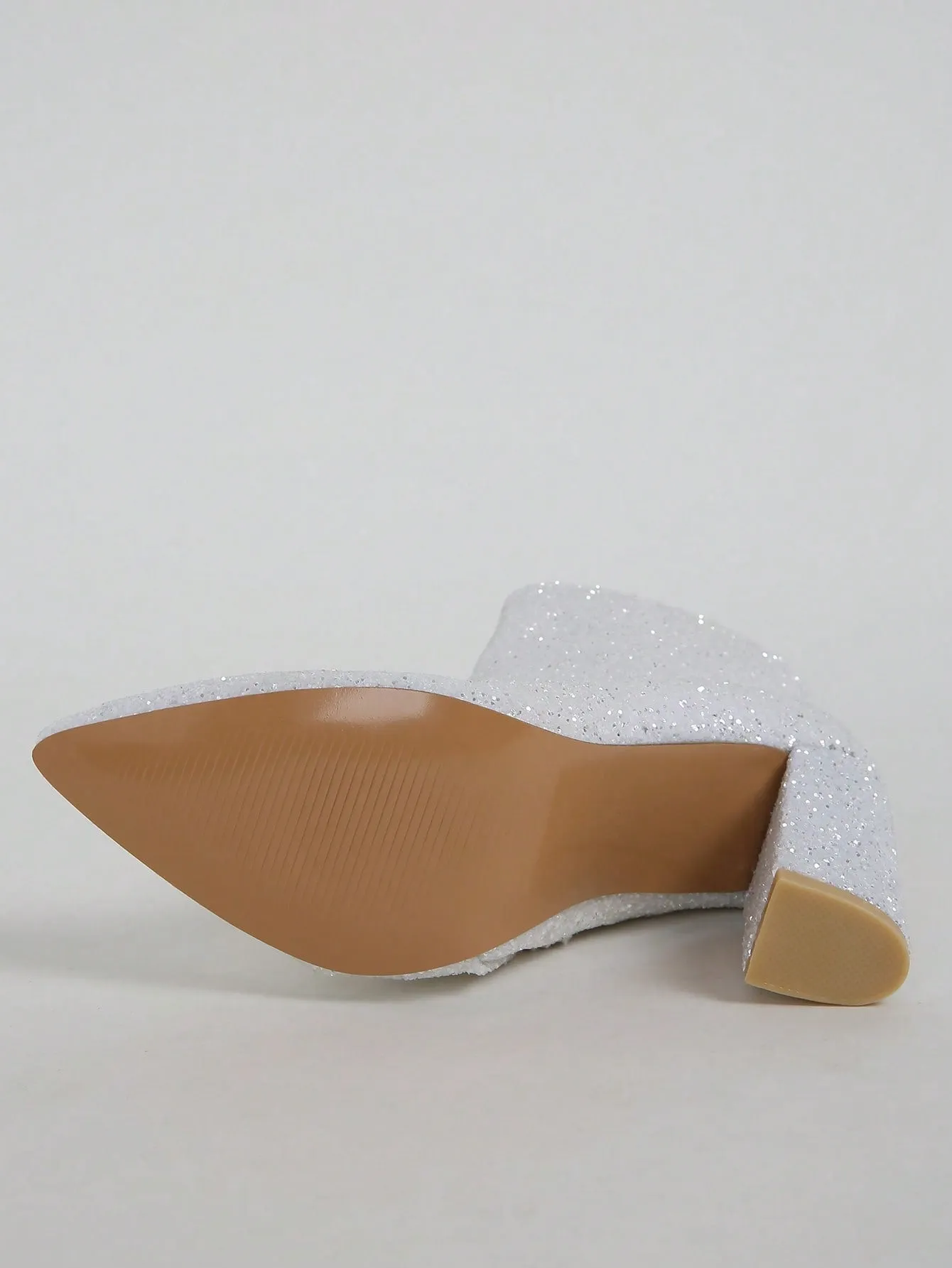 Women's Fashionable Boots, Silver Metallic Pointed Toe Chunky Heel Ankle Boots With Adhesive Design
